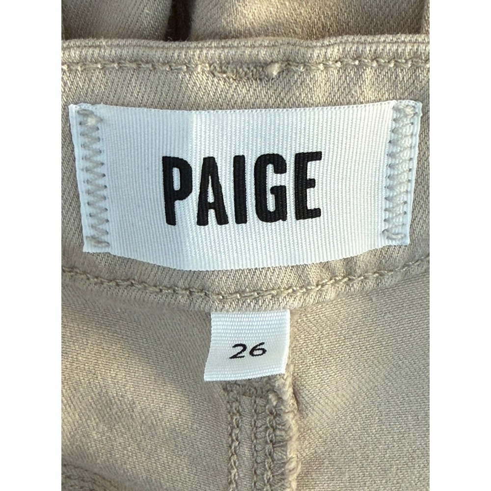 Paige Genesee High Rise Wide Leg Jeans Sandie Beige Tan Size 4 26 8738C67-643 - Picture 3 of 7